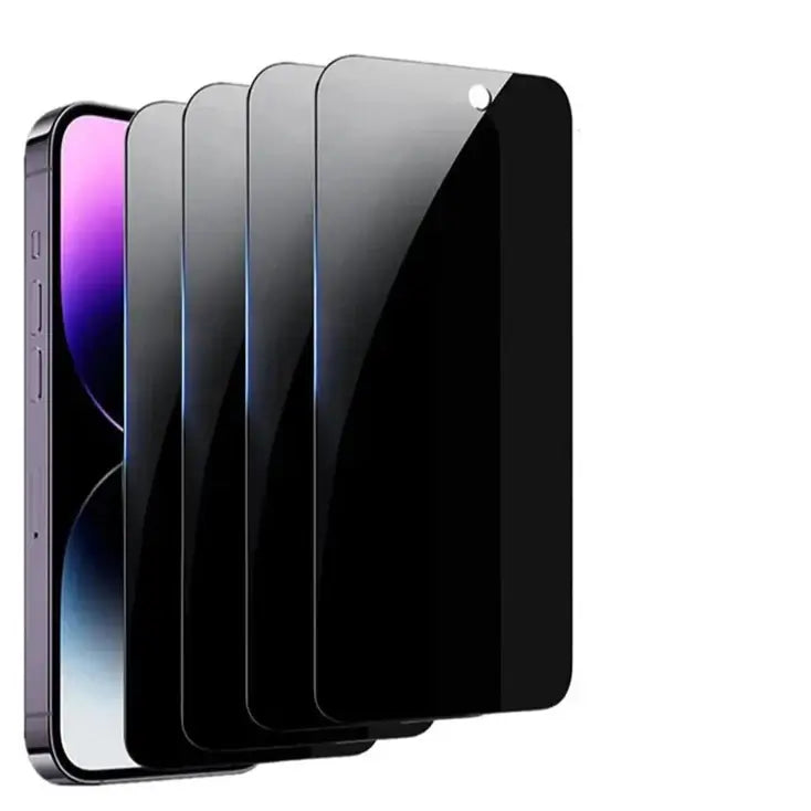 Anti-Spy Tempered Glass Screen Protector for iPhones, ensuring privacy and full coverage with HD clarity.