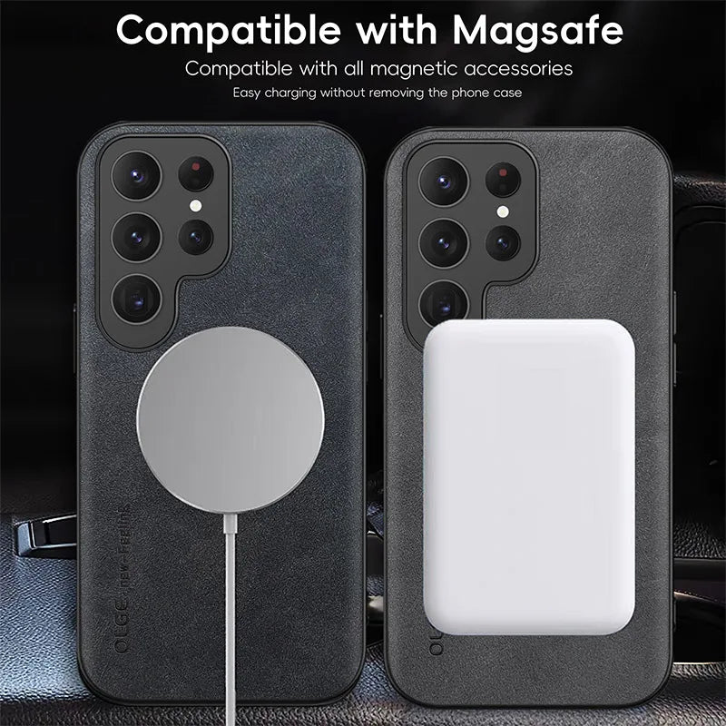 Luxury Leather Magnetic Samsung Galaxy Case - Magsafe