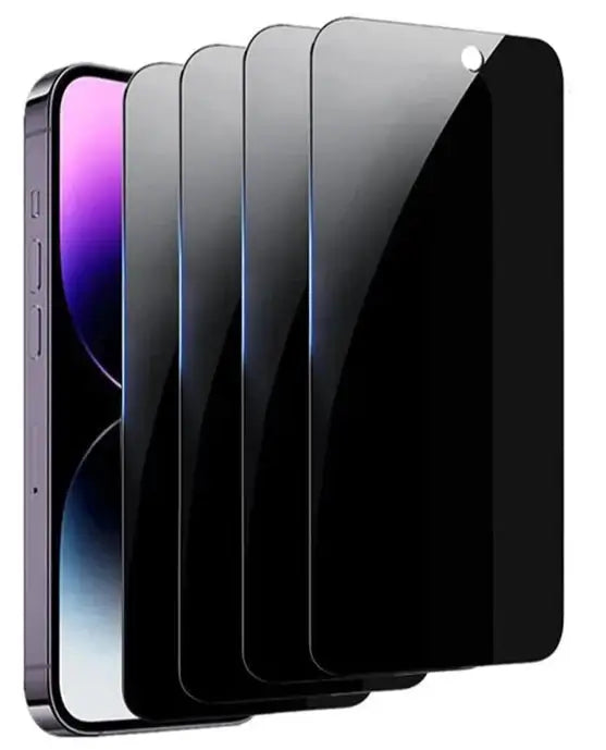 Anti-Spy Tempered Glass Screen Protectors for iPhones, offering full coverage and privacy protection.