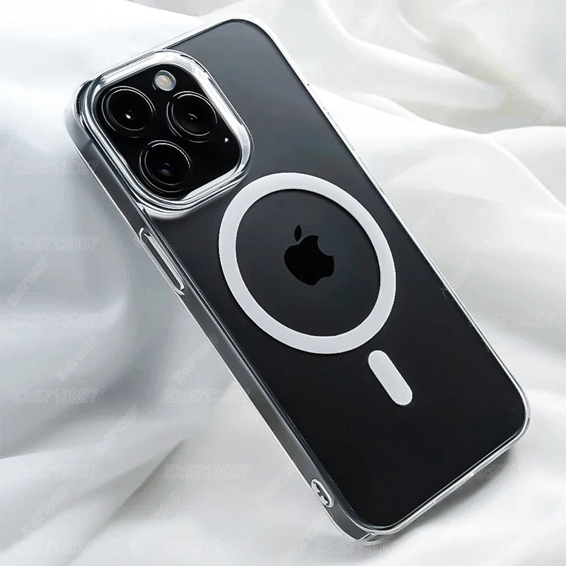 Transparent Luxury Magnetic Magsafe iPhone Case on an iPhone.